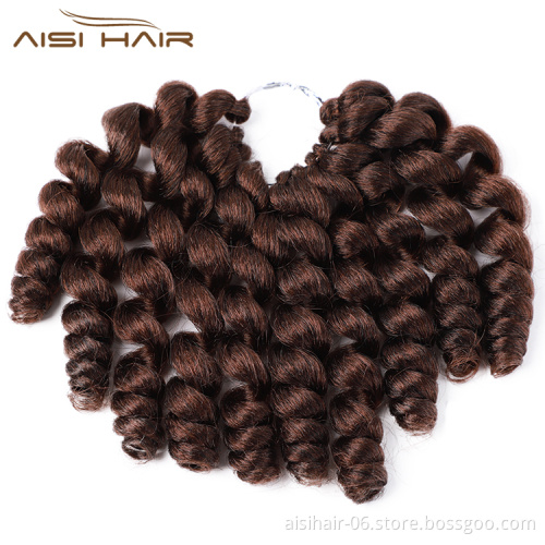 Aisi Hair 8 Inch Jumpy Wand Curly Crochet Braids 10 Roots Jamaican Bounce Synthetic Crochet Hair Extension For Black Women